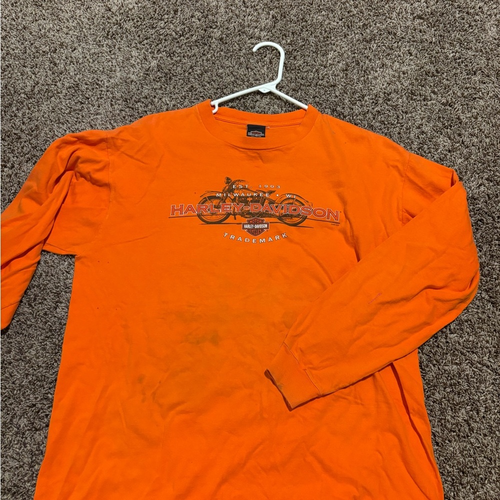 Harley-Davidson Men's Orange Long Sleeve Shirt